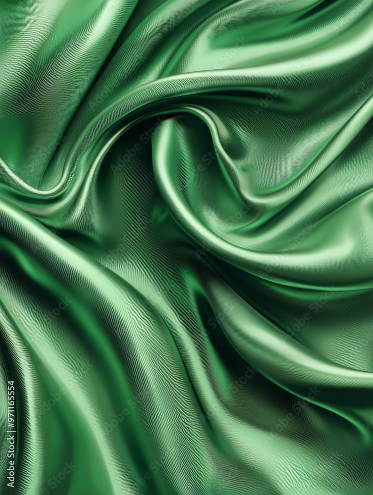Obraz premium A green fabric with a pattern of waves