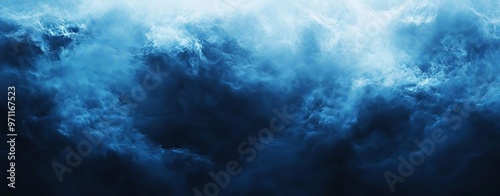 Deep blue and black abstract texture with misty overlays, capturing the depth and mystery of the ocean or a night sky The image should be rich and atmospheric