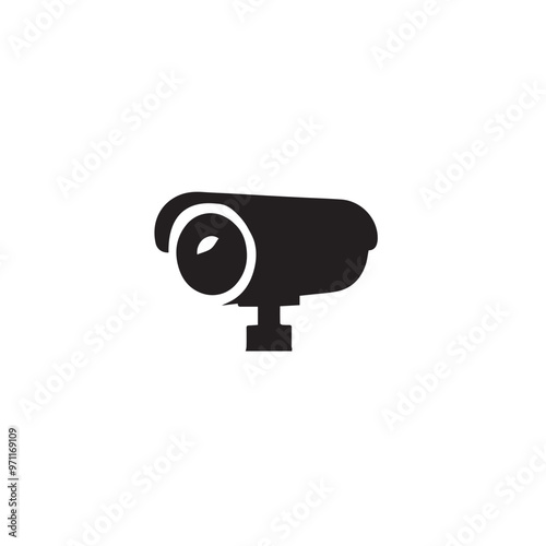 CC tv camera silhouette. CC camera logo, icon vector design isolated on white backgorund.