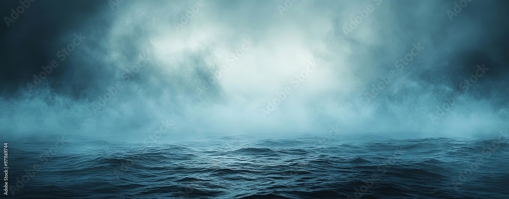 custom made wallpaper toronto digitalDeep, moody blue background with misty overlays, evoking the mystery and depth of a night sea The texture should be both calming and intriguing