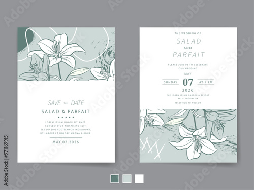 Foto minimalist floral wedding invitation card template