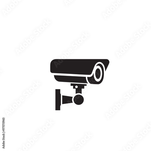 CC tv camera silhouette. CC camera logo, icon vector design isolated on white backgorund.