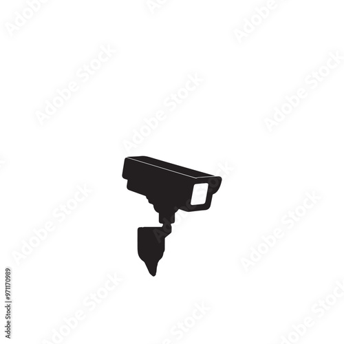 CC tv camera silhouette. CC camera logo, icon vector design isolated on white backgorund.