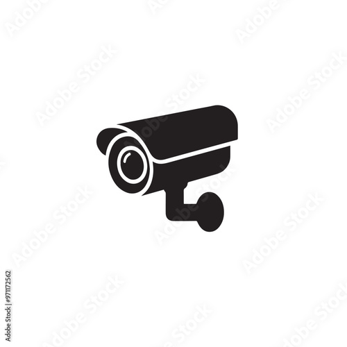 CC tv camera silhouette. CC camera logo, icon vector design isolated on white backgorund.