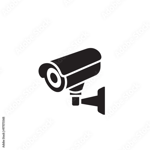 CC tv camera silhouette. CC camera logo, icon vector design isolated on white backgorund.
