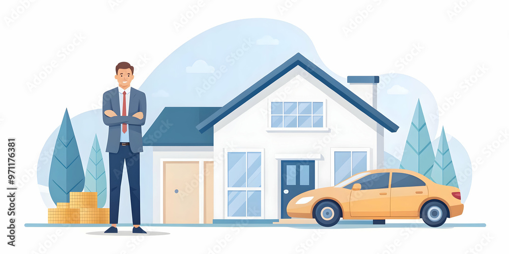 Flat Vector Illustration of a Person Calculating Savings for Major Purchases at Home - Candid Financial Planning Concept with Natural Lighting Flat Vector Illustration of a Person Calculating Savings for Major Purchases at Home - Candid Financial Planning Concept with Natural Lighting