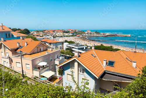 Panoramic view of famous travel destination Comillas village in Cantabria, Spain. High quality photo
