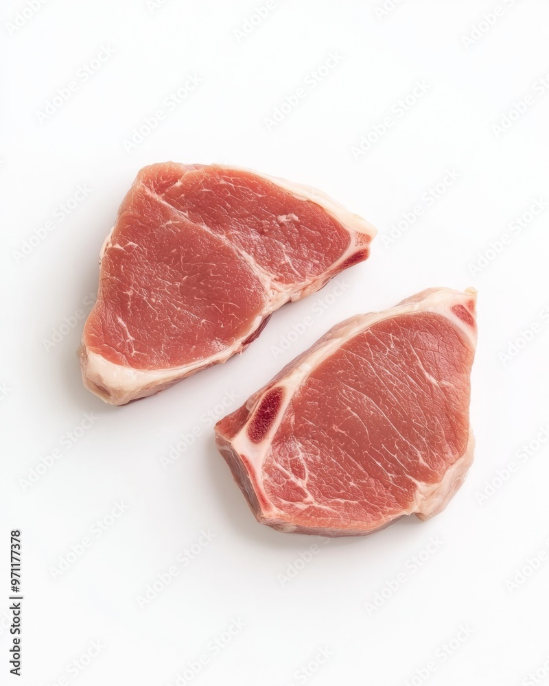 Fresh pork cutlets isolate on white background Fresh pork cutlets isolate on white background