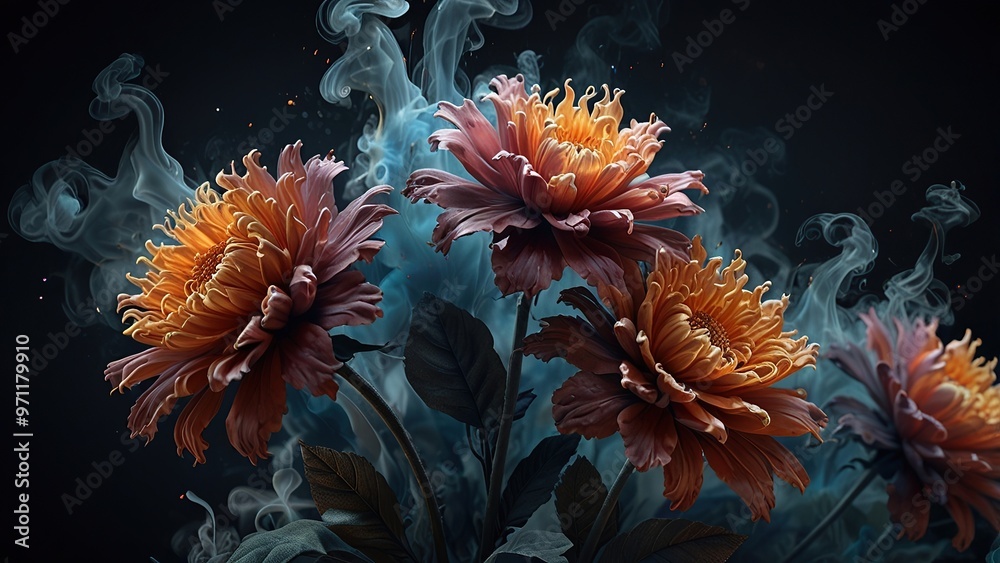 Obraz premium Photo New Flower bouquet 3d illustration colorful close up of flower background for wallpaper
