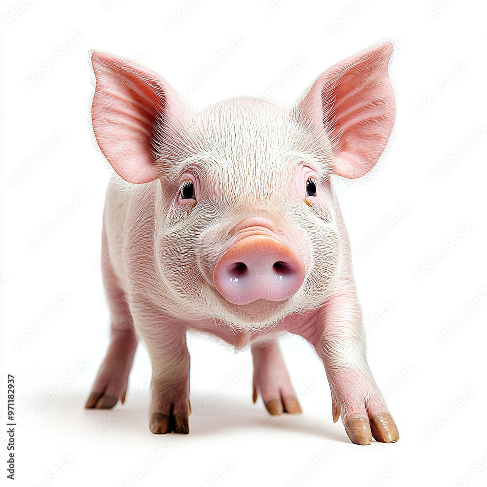 young cute piglet on isolated white background young cute piglet on isolated white background