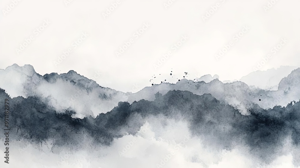 White watercolor background with subtle dark gray details, creating a smooth, flowing gradient perfect for adding a touch of elegance to any design
