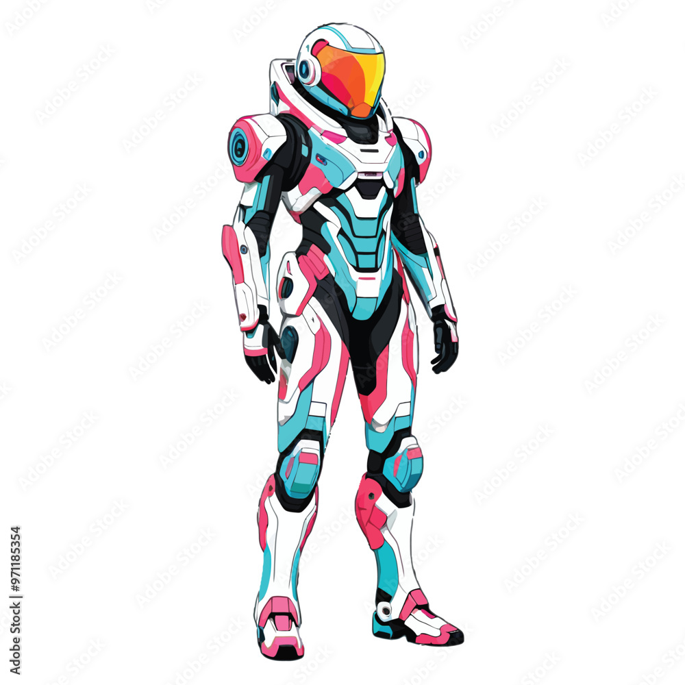 Vector illustration image of an advanced robot army in a future suit Vector illustration image of an advanced robot army in a future suit