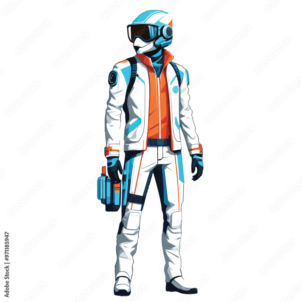 Vector illustration image of an advanced robot army in a future suit Vector illustration image of an advanced robot army in a future suit