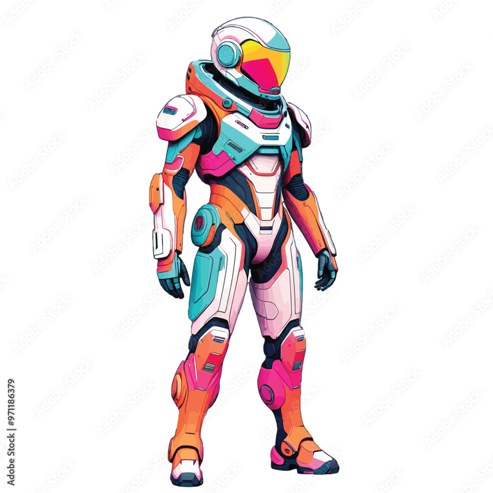 Vector illustration image of an advanced robot army in a future suit Vector illustration image of an advanced robot army in a future suit
