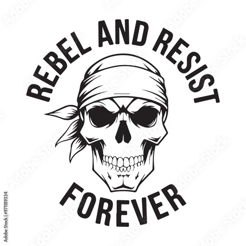 : T-shirt design vector art a skull with bandana illustration
