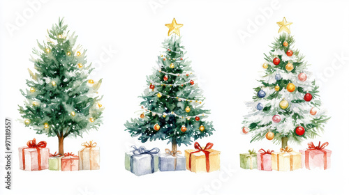 Christmas Tree Watercolor Set.