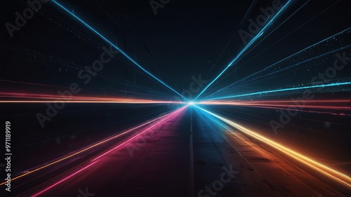 New Free Photo 3d rendering of abstract technology digital background with glowing particles