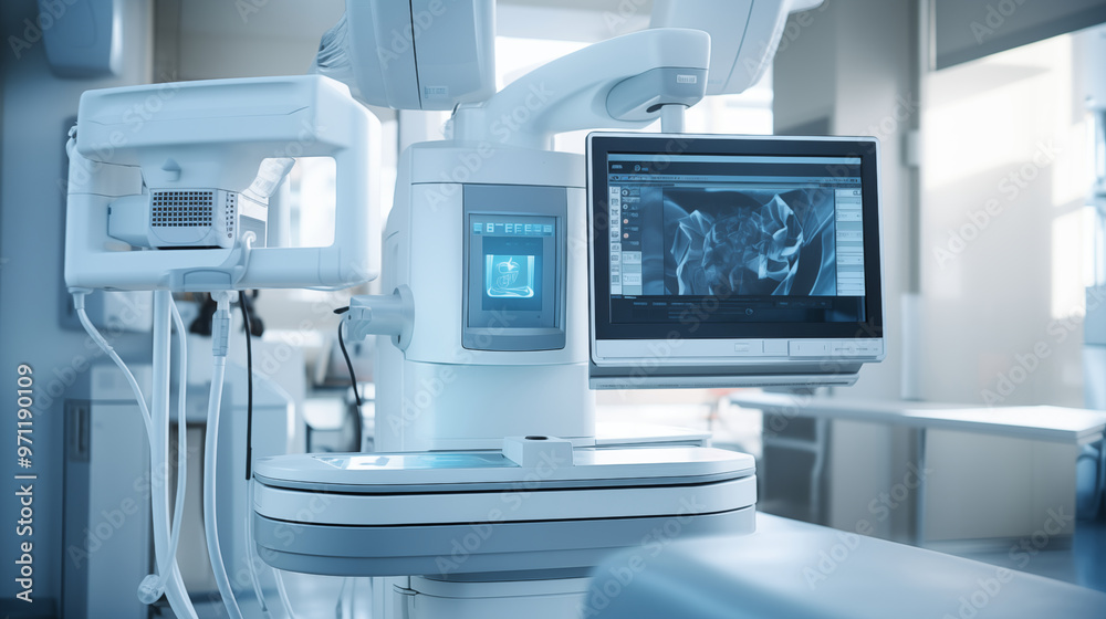 Close-up of Digital x-ray machines modern equipment emphasize the clinic modern technology Close-up of Digital x-ray machines modern equipment emphasize the clinic modern technology
