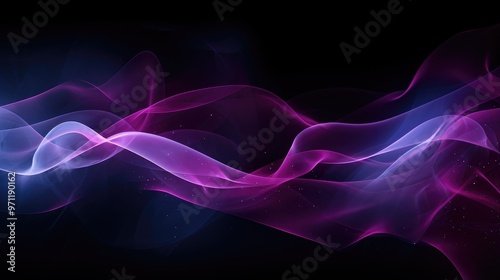 A vibrant abstract wave design in shades of pink and blue on a dark background, evoking a sense of fluidity and motion.