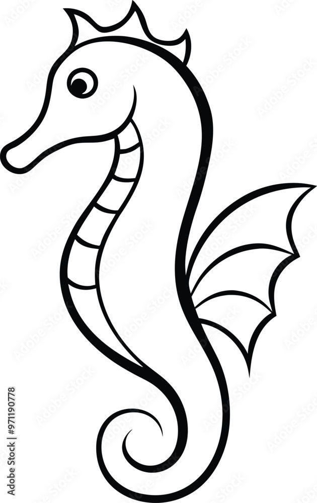 Fototapeta premium Flowing Line Sea Horse Vector Illustration Book 