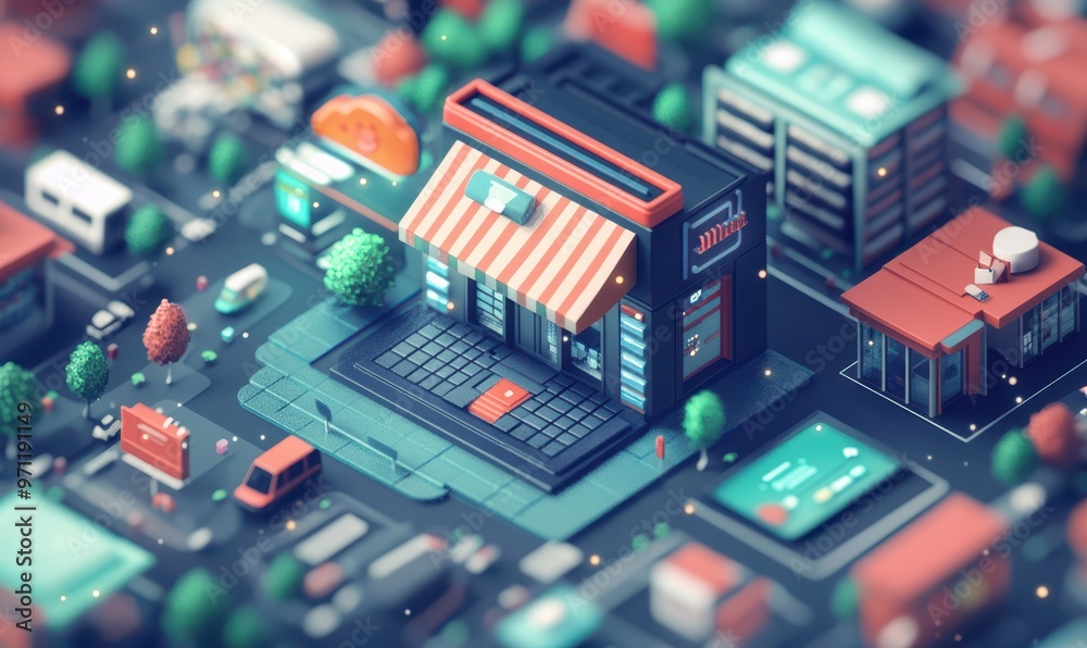 Digital marketplace with diverse e-commerce platforms, illustrating online economy Digital marketplace with diverse e-commerce platforms, illustrating online economy