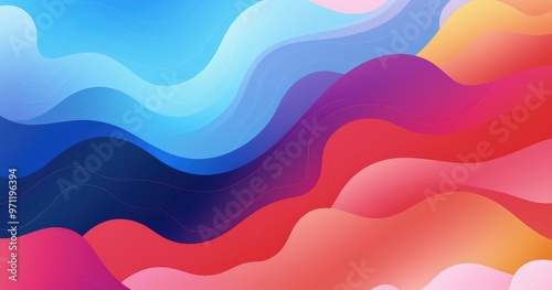 A vibrant abstract wave pattern blending various colors, creating a dynamic and fluid visual effect.