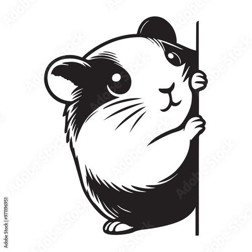 Hamster Outline Design - Hamster Rodent Vector illustration in black and white 