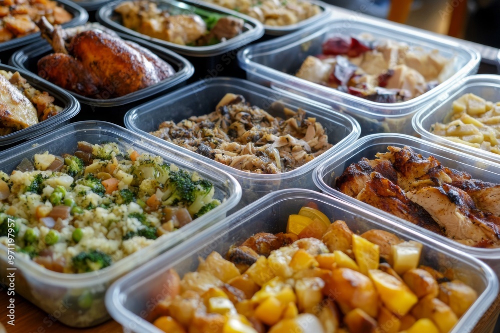 Assorted Prepared Meals in Clear Plastic Containers Assorted Prepared Meals in Clear Plastic Containers