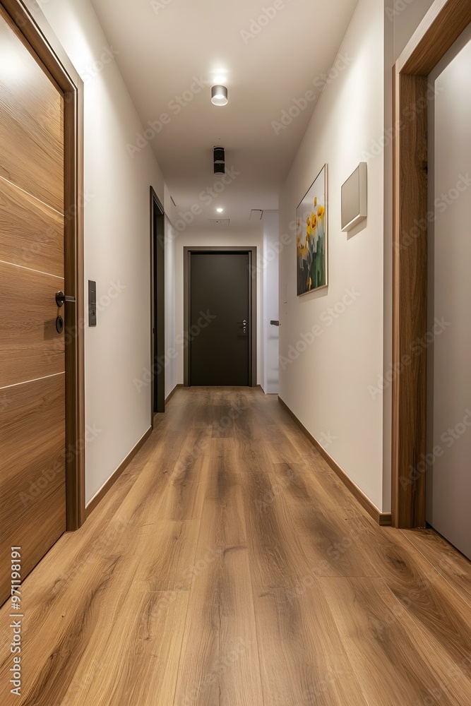 Fototapeta premium Modern Interior Design of a Long and Narrow Hallway