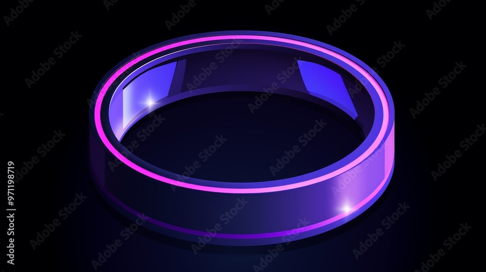 A glowing purple ring with a light effect on a dark blue background A glowing purple ring with a light effect on a dark blue background