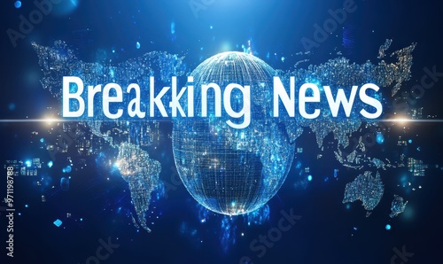 headline "Breaking News" in detailed, Breaking News banner concept. World Global TV news background design. Banner template for broadcast channels or internet tv.