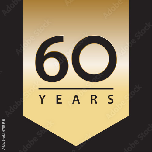60 years tag golden gradient for celebration, events, anniversary