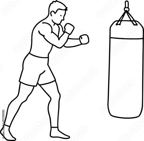 Kickboxer Vector Fun Coloring Book for Kids
