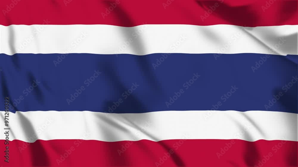 Thailand flag seamless loop animation. The National flag of Thailand is 3d waving Thailand flag seamless loop animation. The National flag of Thailand is 3d waving