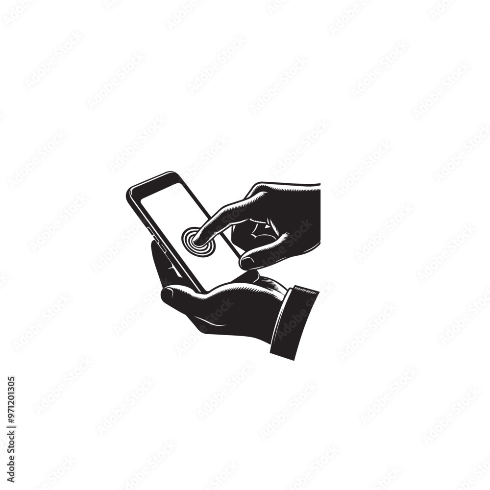 Hand holding a phone vector silhouette. Hand with mobile silhouette. Hand holding a phone vector silhouette. Hand with mobile silhouette.