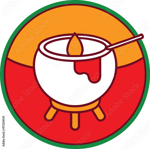Stylish Fondue Pot Vector Graphic
