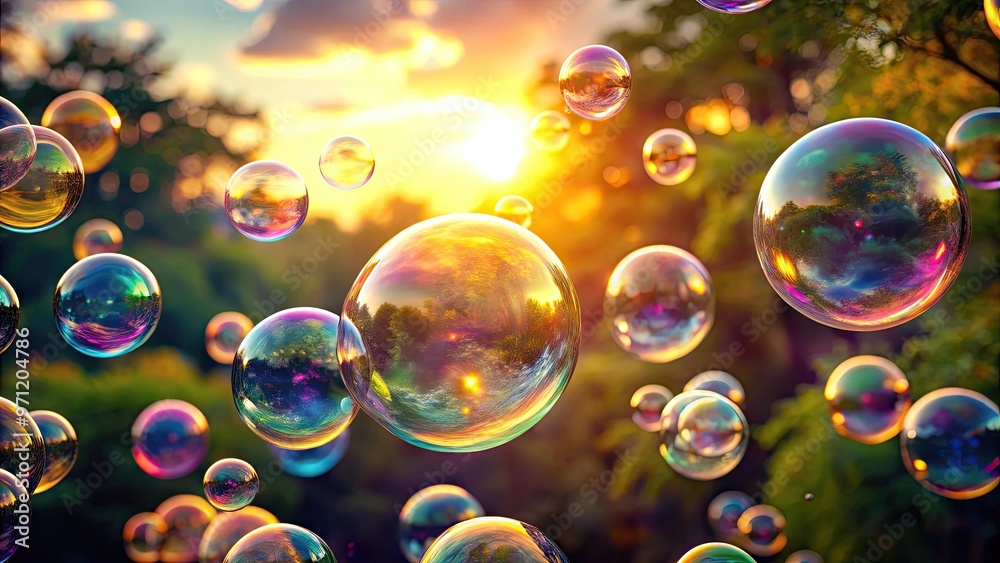 Vibrant soap bubbles float gently in mid-air, refracting warm light and casting colorful shadows on a soft, white background, evoking a sense of whimsical wonder. Vibrant soap bubbles float gently in mid-air, refracting warm light and casting colorful shadows on a soft, white background, evoking a sense of whimsical wonder.