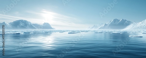 Frozen Beauty: Realistic 3D Arctic Seascape with Blue Ice Floes