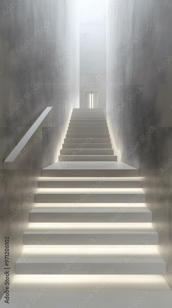 Modern Concrete Staircase With Led Lighting