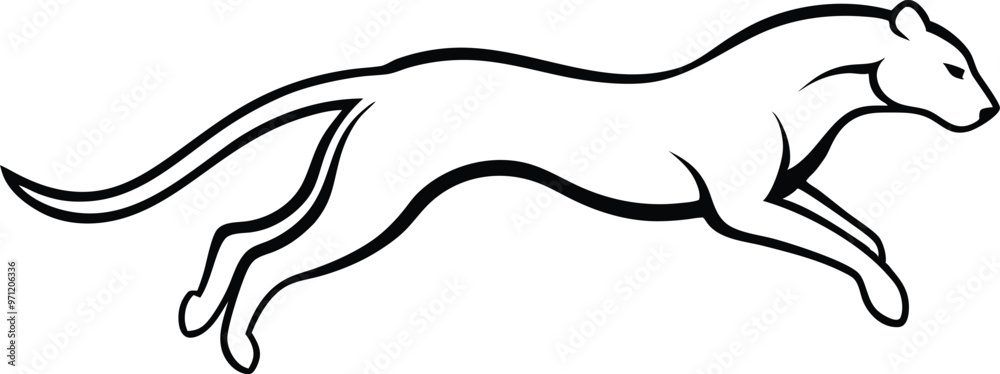 Fototapeta premium Leaping Jaguar Vector Shape for Kids Art 