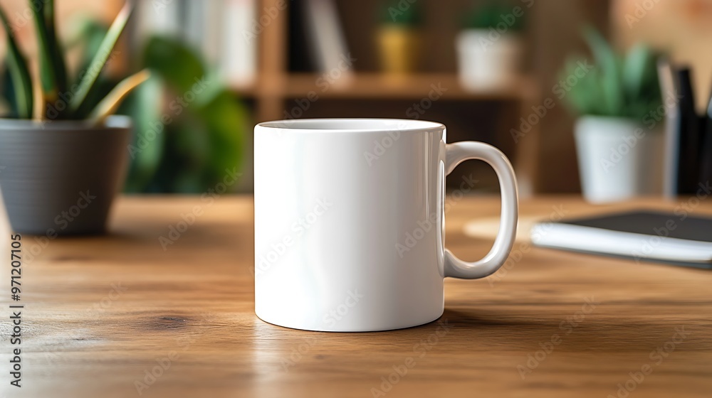 Minimalist Mockup Template - Blank White Coffee Mug on Wooden Desk Close-Up Shot for Design Presentation Minimalist Mockup Template - Blank White Coffee Mug on Wooden Desk Close-Up Shot for Design Presentation