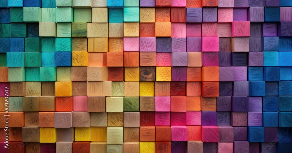 A vibrant arrangement of colorful wooden blocks, showcasing a gradient of hues and textures. A vibrant arrangement of colorful wooden blocks, showcasing a gradient of hues and textures.