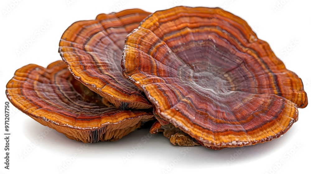 Vibrant Bracket Fungus Growing on Weathered Wooden Surface Vibrant Bracket Fungus Growing on Weathered Wooden Surface