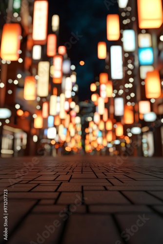 A city at night illuminated by glowing 3D street signs and billboards, with lights that seem to leap off the page