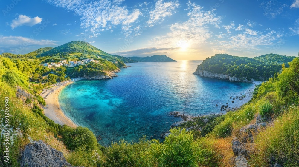 Spring view of Pirates Bay, Porto Timoni, Greece. Spring view of Pirates Bay, Porto Timoni, Greece.