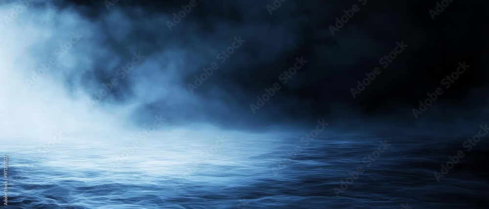 Fototapeta premium Design a moody atmospheric piece with dark grainy gradients blending from midnight blue to soft gray, evoking a twilight scene
