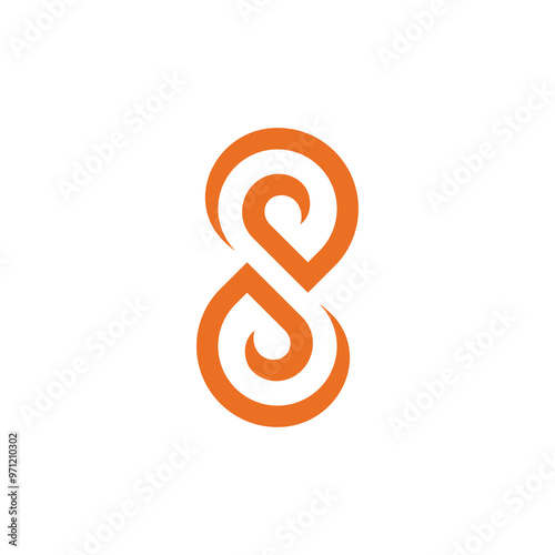 Letter S Number 8 Eight logo design vector template