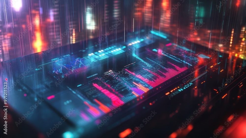 A futuristic digital interface displaying data visualizations and analytics. A futuristic digital interface displaying data visualizations and analytics.