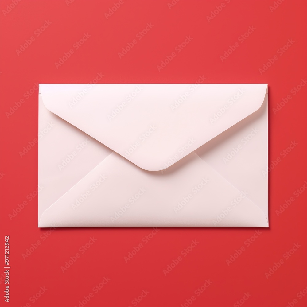 White colour envelope front side top view isolated on a red background White colour envelope front side top view isolated on a red background