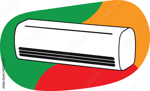Cold breeze flows smoothly from the air-conditioner unit refreshing the space
